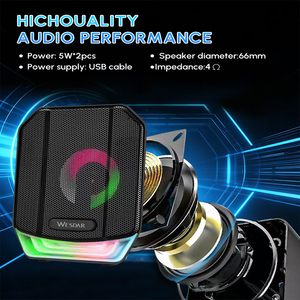 Altavoces de Escritorio WESDAR de 5W con Alimentación USB, Luces RGB, <span class=keywords><strong>Sonido</strong></span> HIFI para Gamers, PC, 2.5 Pulgadas, Rango Completo, 2.0 Canales, IPX4 Impermeables - Product Image 5
