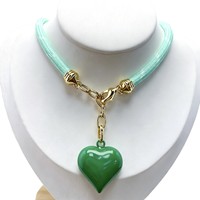 Collier avec pendentif cœur en émail couleur bonbon, en corde de paracorde polyester avec fermoir en laiton, pour femmes et filles, bijoux tendance