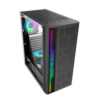 Casing Gaming Atx terbaru, Casing Gaming komputer motif garis ARGB, kaca Tempered Gabinete Pc Mid Tower Desktop Audio,usb SPCC 0.6T