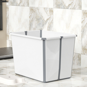 Baignoire pliable pour bébé, en plastique et silicone, pliable et facile à ranger, ensemble de baignoire pour bébé avec thermomètre pour le bain des enfants - Product Image 5