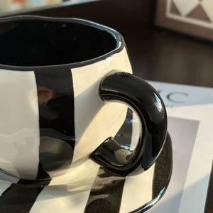 Ceramic Coffee Cups and Saucers, <b>Hand</b>-<b>molded</b> and <b>Hand</b>-painted Irregular Cups and Saucers, Afternoon Tea Latte Cups - Product Image 6