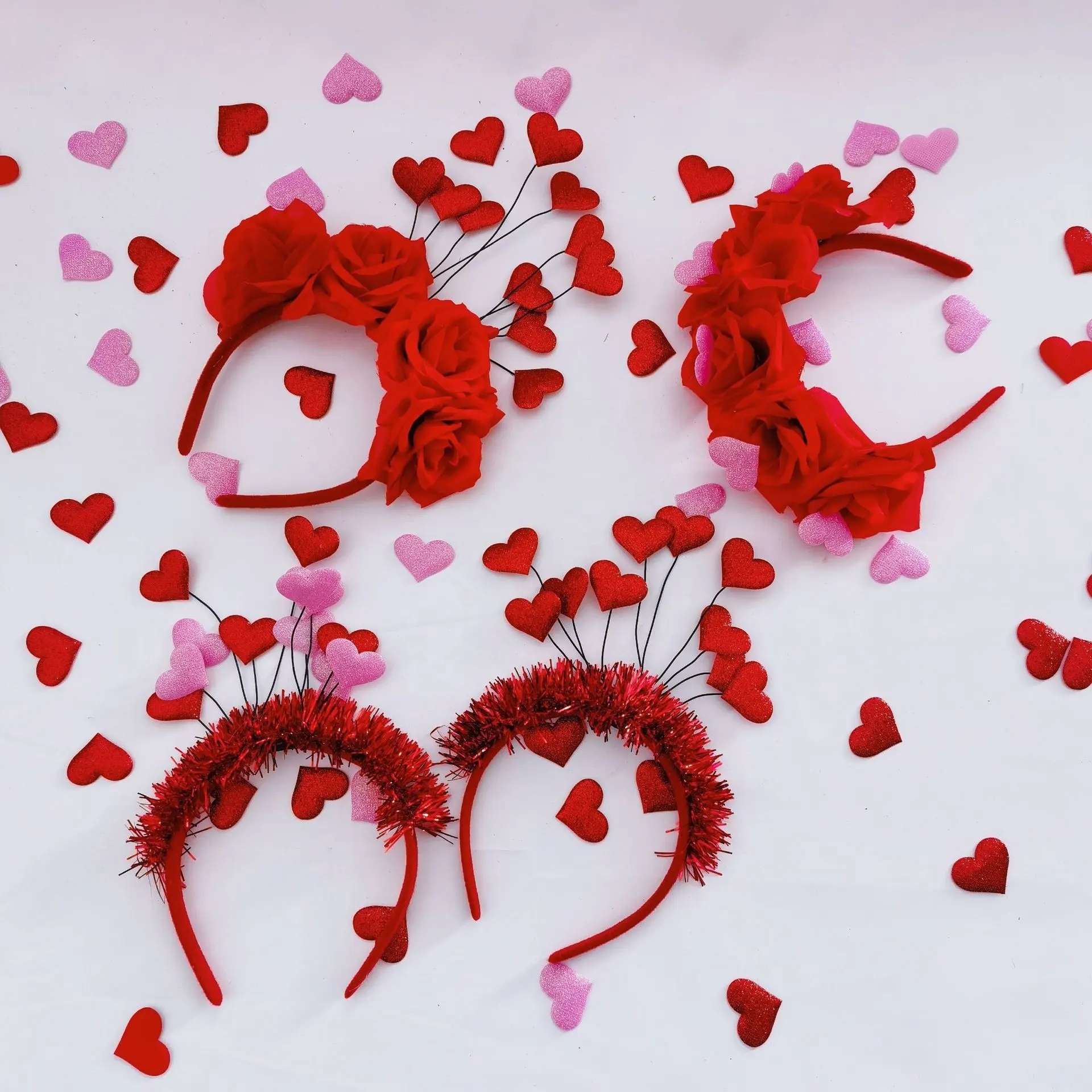 חג האהבה מסיבת חתונה מספקת הלהקה פרח שיער אדום סינל קישוט בצורת ראש