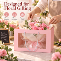 Sacs en papier de luxe pour fleurs avec fenêtre transparente et poignées en corde pour emballage de bouquets de fleuristes, vente en gros, commandes B2B personnalisées