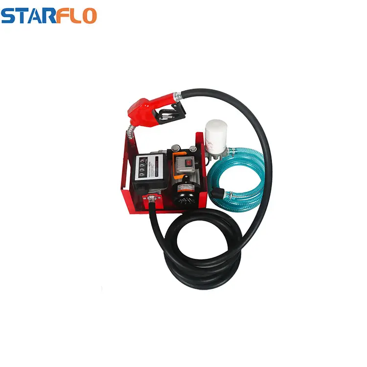 STARFLO 휴대용 전기 연료 전달 펌프 40LPM 50LPM 60LPM 디젤 전달 펌프 유량계 포함