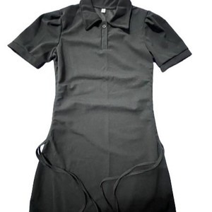Polo Neck Dress For Women Short Sleeve Slim Fit Sweet Style Daily Wear Casual Dress With <b>Buttons</b> Simple Design - Product Image 5