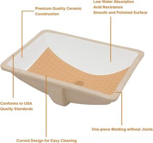 Bianco rettangolare porcellana ceramica lavabo Overflow sotto il bancone bagno <span class=keywords><strong>lavello</strong></span> con Overflow per piccoli spazi - Product Image 4