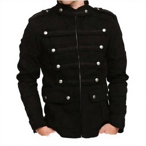 Men Black <b>Gothic</b> Steampunk Vintage Spring Streetwear Zipper Bomber <b>Jacket</b> - Product Image 4