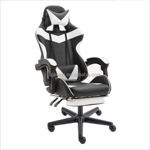 Chaise de jeu en cuir PU avec LED RGB bon marché avec repose-pieds inclinable massage pivotant à 360 degrés levage à gaz à 2 étages chaise de bureau noire - Product Image 5