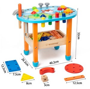 Table multifonctionnelle pour enfants, outil éducatif précoce, support de jouets en <span class=keywords><strong>bois</strong></span> à frapper, jouets créatifs Montessori à visser pour enfants - Product Image 3