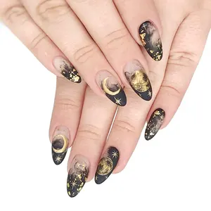 Hot selling false nails pre designed nail art stiletto pointy actylic custom press on nails
