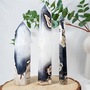Torre de Cristal de Gran Tamaño, Piedra de Cristal de Ágata Volcánica Natural con Reacción UV, Torre de Cristal de Ágata Volcánica Natural, <span class=keywords><strong>Obelisco</strong></span> - Product Image 3