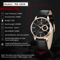 Montres Pagani Design PD-1654 1654 pour hommes, mouvement à quartz, montres de sport de luxe pour hommes, bracelet en cuir, montre-bracelet étanche pour hommes