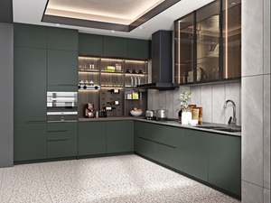 ตู้ครัวไม้รูปตัวแอล แข็งแรง ทนทาน พร้อมท็อปเคาน์เตอร์ควอตซ์ ดีไซน์สวยงาม ทันสมัย ทาสีแลคเกอร์ ให้ความรู้สึกเหมือนโลหะ - Product Image 4