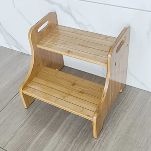 كرسي سلم خشبي عالي الجودة للأطفال من WDF، كرسي درج خشبي للأطفال الصغار، كرسي سلم مساعد للمطبخ، كرسي درج من الخيزران مع مقبض - Product Image 4