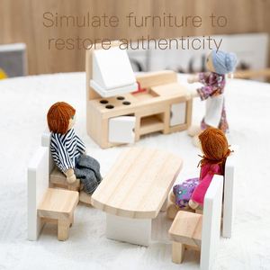 Maison de poupée miniature certifiée CPC CE, jouets de jeu d'imitation, ensemble de meubles en bois pour maison de poupée pour enfants - Product Image 2