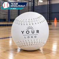 Fabricant de balles de softball en PVC de 11 pouces, 500 000 pièces/mois, noyau en liège durable, couture surélevée blanche, logo personnalisé, OEM, entraînement scolaire, pratique