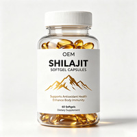Capsules de résine de Shilajit OEM/ODM, 60 gélules molles, compléments alimentaires à base de plantes, favorisent la santé antioxydante, renforcent l'immunité du corps