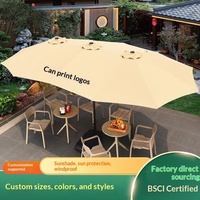 Grand parasol manuel commercial robuste avec mât central, imperméable, résistant aux UV, style chinois moderne, pour usage extérieur