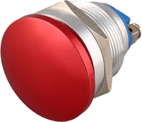 Interrupteur à bouton-poussoir rond en aluminium HBAN 19 mm, tête rouge champignon, IP65, momentané, borne à vis, 250V, pour contrôle industriel