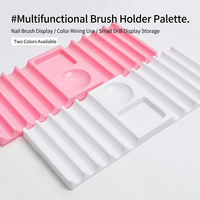 Support 2-en-1 pour pinceaux de nail art et palette, repose-stylo en silicone, support double forme, support de rangement en plastique pour stylos, outils pour perceuse à ongles et pinceaux