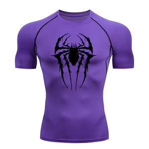 T-shirt de compression pour homme avec logo personnalisé, imprimé araignée, séchage rapide, col rond, manches courtes, décontracté, athlétique - Product Image 3