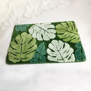 Alfombra de Baño con Patrón de Hojas de Tortuga, Flocada, Gruesa, Absorbente de Agua, Suave, Agradable al Tacto, para Dormitorio, junto a la Cama, Antideslizante con TPR - Product Image 4