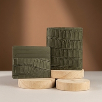 Portefeuille bifold en cuir véritable à motif crocodile de luxe pour homme, logo personnalisé, blocage RFID, cadeau d'entreprise haut de gamme Boman