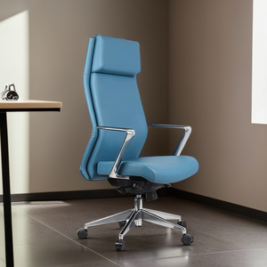 Silla de oficina giratoria de cuero con respaldo alto Base de aluminio Elevador ajustable Compra a granel Malasia - Product Image 1