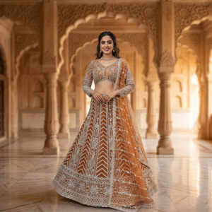 Ensemble de lehenga choli pour femmes de qualité supérieure avec broderie de paillettes pour les occasions de fête, les mariages et les occasions festives - Product Image 1