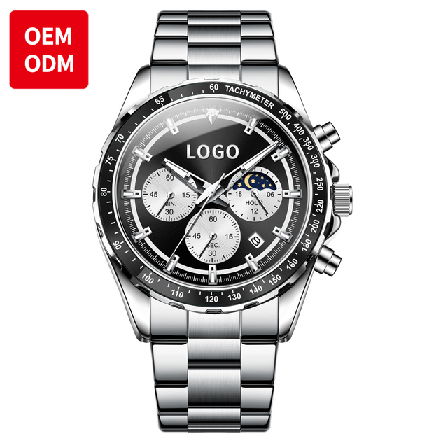 OEM ODM 2945 Luxury Custom logo Brand Wholesale Design Stainless Steel Waterproof Luminous Chronograph Quartz Watch for Man
