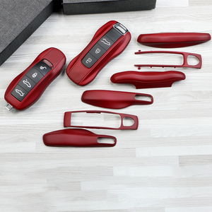 Coque de clé de voiture rouge <span class=keywords><strong>bordeaux</strong></span> pour porsche Boxster 996 Cayenne Panamera Macan 718 981 991 992 Taycan - Product Image 6