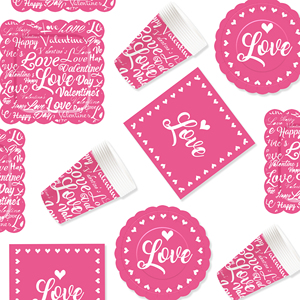 ชุดจานชามวันวาเลนไทน์ DAMAI จานกระดาษวันวาเลนไทน์ ผ้าเช็ดปากสำหรับงานเลี้ยงวันวาเลนไทน์สุดโรแมนติก สำหรับ 8 ท่าน - Product Image 2