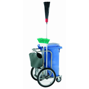 Carrello Spazzolatrice in Acciaio Inox 640 con Ruote e Vano Porta Attrezzi per Pulizia - Product Image 2