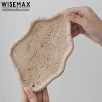 WISEMAX 가구 미니멀리스트 이탈리아 천연 대리석 트레이 보석 접시 식탁 웨딩 라마단 소형 트래버틴 스톤 트레이