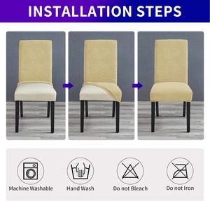 Dining Room Chair Covers Office Living Room Kitchen Anti-dirty Machine Washable 190gsm Polyester Spandex <b>Blend</b> Slipcovers - Product Image 5