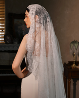 Voile de mariée en dentelle de haute qualité, bordure en dentelle, 230 cm, couleur ivoire, accessoire pour femme, voile de mariée long