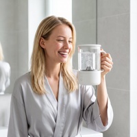 Gobelet purificateur d'eau à l'ozone en verre et plastique, couvercle de qualité alimentaire, fonctionnement silencieux à un bouton, pour soins bucco-dentaires et nettoyage de prothèses dentaires
