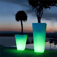 Vas Bunga LED, Vas Tanaman LED, Vas Berdiri Lantai Besar Tinggi 70Cm, Lampu Lantai Taman Luar Ruangan