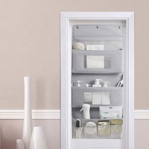 Over the Door Hanging Foldable Square Linen Modern 3-Pocket Wardrobe <b>Storage</b> Bag Drawer for Bedroom <b>Clothes</b> Toys Organizer - Product Image 5