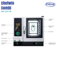 Four combiné commercial à 6 plateaux avec chaudière, écran tactile numérique, puissance de 11,1 kW, électrique, en acier inoxydable, haute efficacité pour les hôtels