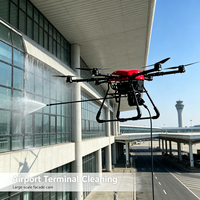 Drone de nettoyage de façade de bâtiment de bureaux en hauteur, nettoyeur automatisé de mur-rideau en verre, évitement d'obstacles, télécommande
