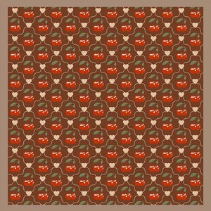Écharpe carrée en polyester à imprimé cerises et cœurs, 70*70 cm, pour un usage quotidien décontracté et polyvalent - Product Image 2