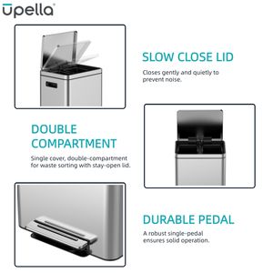 <span class=keywords><strong>Cubo</strong></span> de <span class=keywords><strong>Basura</strong></span> Ecológico Reciclado para Hotel o Casa de Vacaciones, con <span class=keywords><strong>Pedal</strong></span>, <span class=keywords><strong>Doble</strong></span> Compartimiento, de Acero Inoxidable - Product Image 2