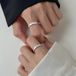 ファッションジュエリー925スターリングシルバーハートジルコンカップルリング2つのダブルハート調節可能な婚約指輪女性男性 - Product Image 4