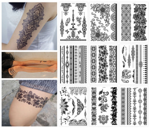 Pegatina de tatuaje corporal temporal impermeable profesional negra para <span class=keywords><strong>mano</strong></span> y brazo, tanto para niñas como para niños - Product Image 2