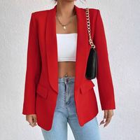 Veste de printemps pour femmes manteaux de survêtement solide costume décontracté col polo manches longues bureau dame Blazers