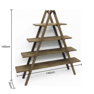 Luckywind Multifunction Rustic Vintage 4 Tier <strong>Shelf</strong> Folding Wooden Ladder Display <strong>Shelf</strong> - Product Image 6