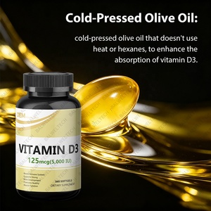 Cápsulas de Gel Suave de Vitamina D3 5000 UI K2, Veganas, Saludables, para la Función Muscular y el Apoyo Inmunológico, de Grado Alimenticio, Marca Privada OEM, a Granel - Product Image 3