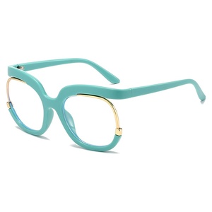 Lunettes optiques anti-lumière bleue à monture intégrale, grande taille, tendance européenne et américaine, pour femmes, géométriques, blanc et vert - Product Image 4