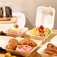Contenants alimentaires jetables en gros, boîte bento verrouillable, boîte à burger biodégradable en pulpe pour croissant et gâteau